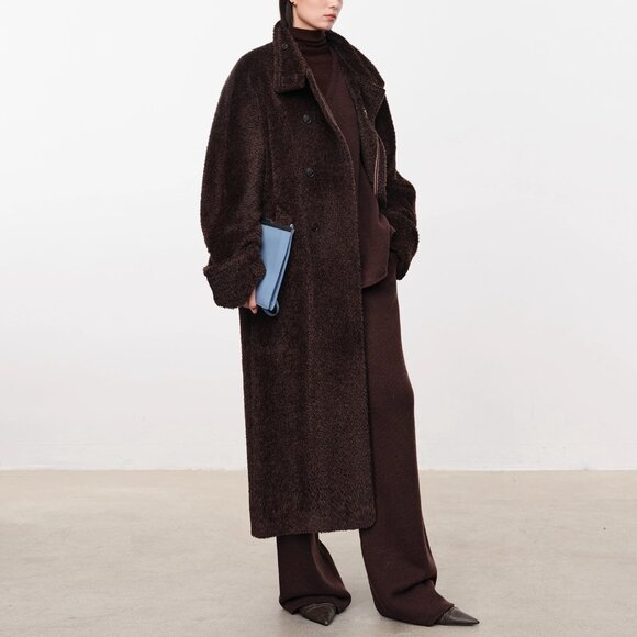 CHICJOC Vintage-Style Convertible Collar Alpaca Wool Coat – Size 36 – Rare Suri - Picture 4 of 16